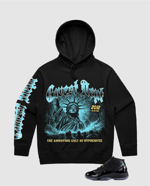 G WEST ‘Freedom’s Eclipse’ Pull over Hoodie (BLACK/BLUE)