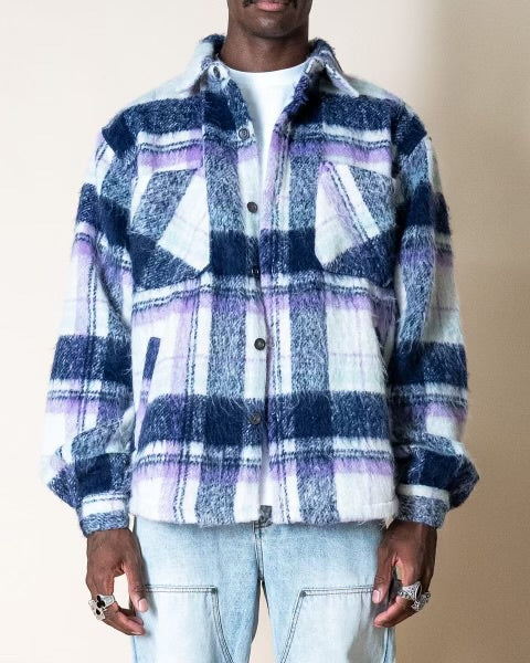 EPTM Side Slit Flannel-Purple/White