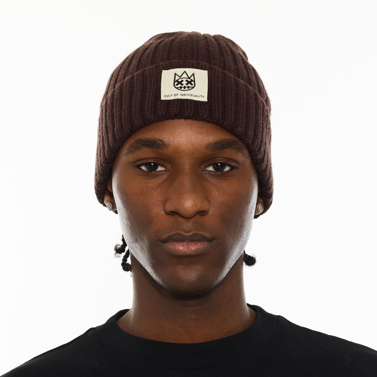 Cult Shimuchan Logo Knit Hat- Chocolate