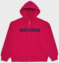 Supreme Collegiate Appliqué Zip Up- Fuchsia