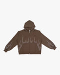EPTM Metal Flame Zip Up Hoodie- Brown
