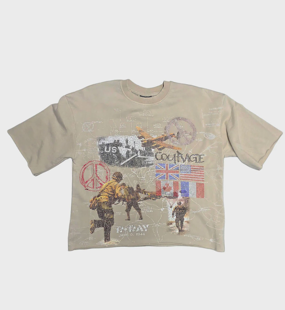 PJ Mark Doomsday Cropped T-Shirt- Vintage Khaki