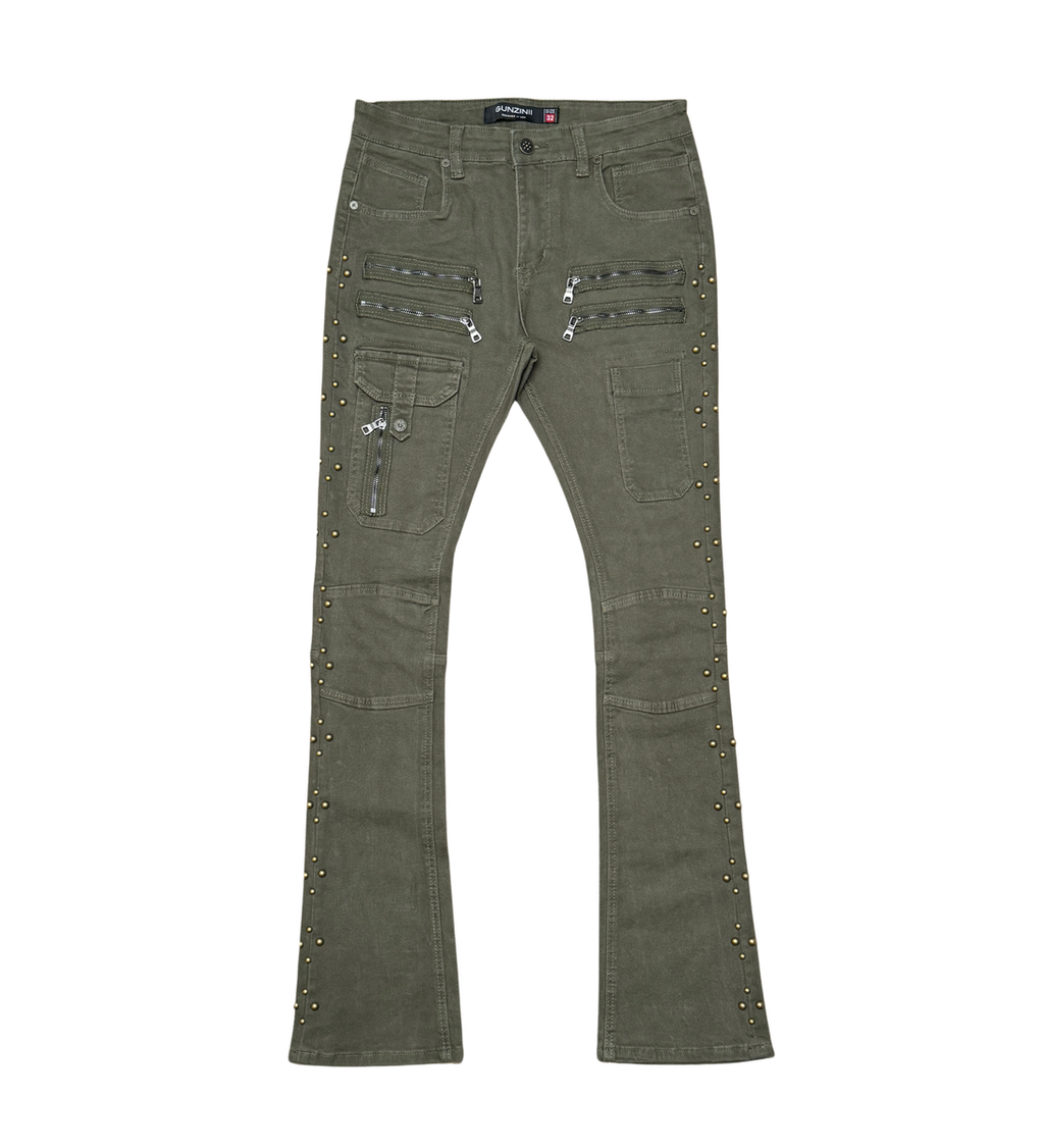 Gunzinii Stacked Jeans- Olive