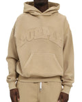 PURPLE BRAND Oversized Inside Out Logo Graphic Hoodie- Tan