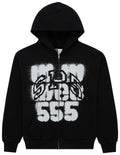 SP5DER FW25 Zip Up Hoodie- Black