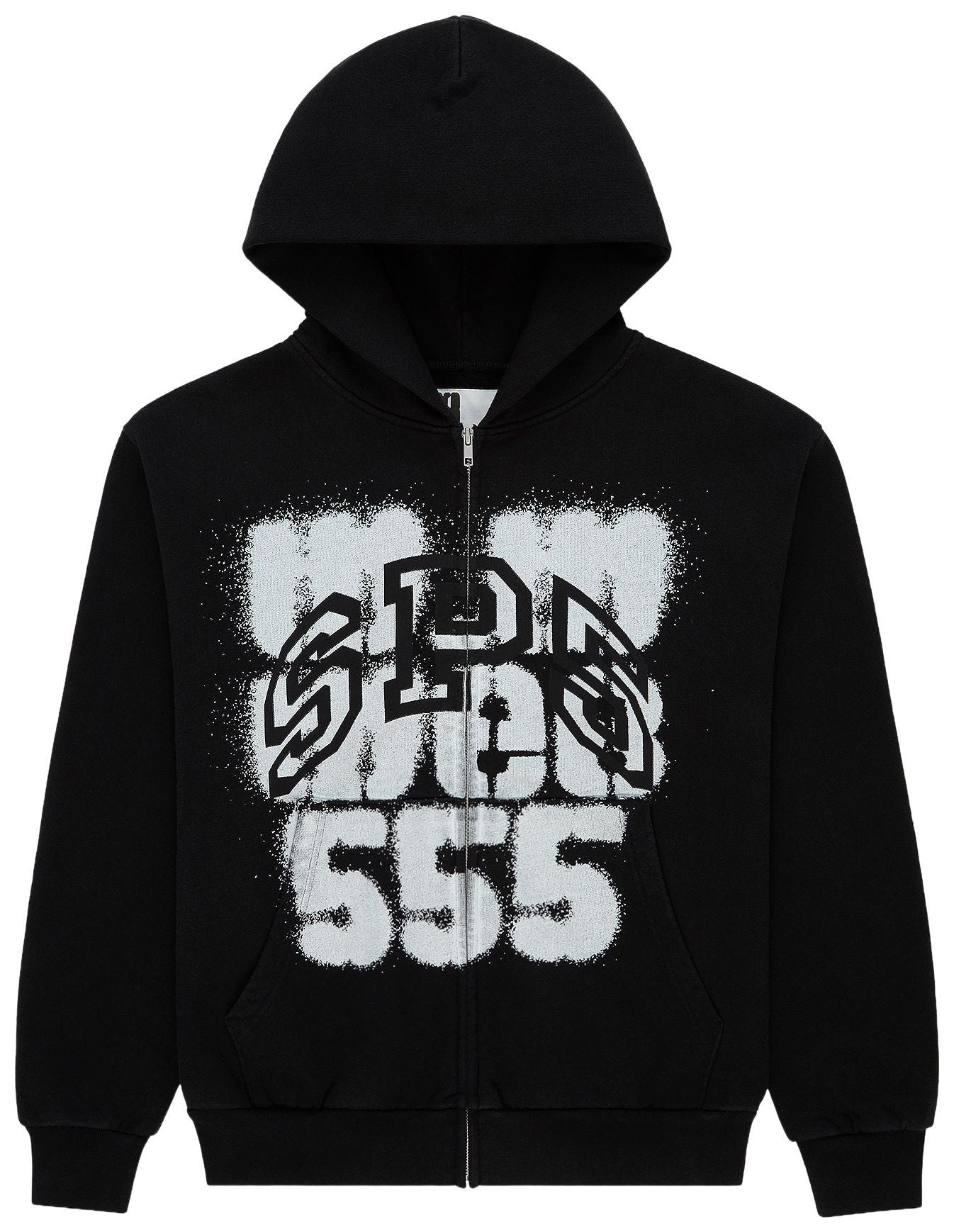 SP5DER FW25 Zip Up Hoodie- Black