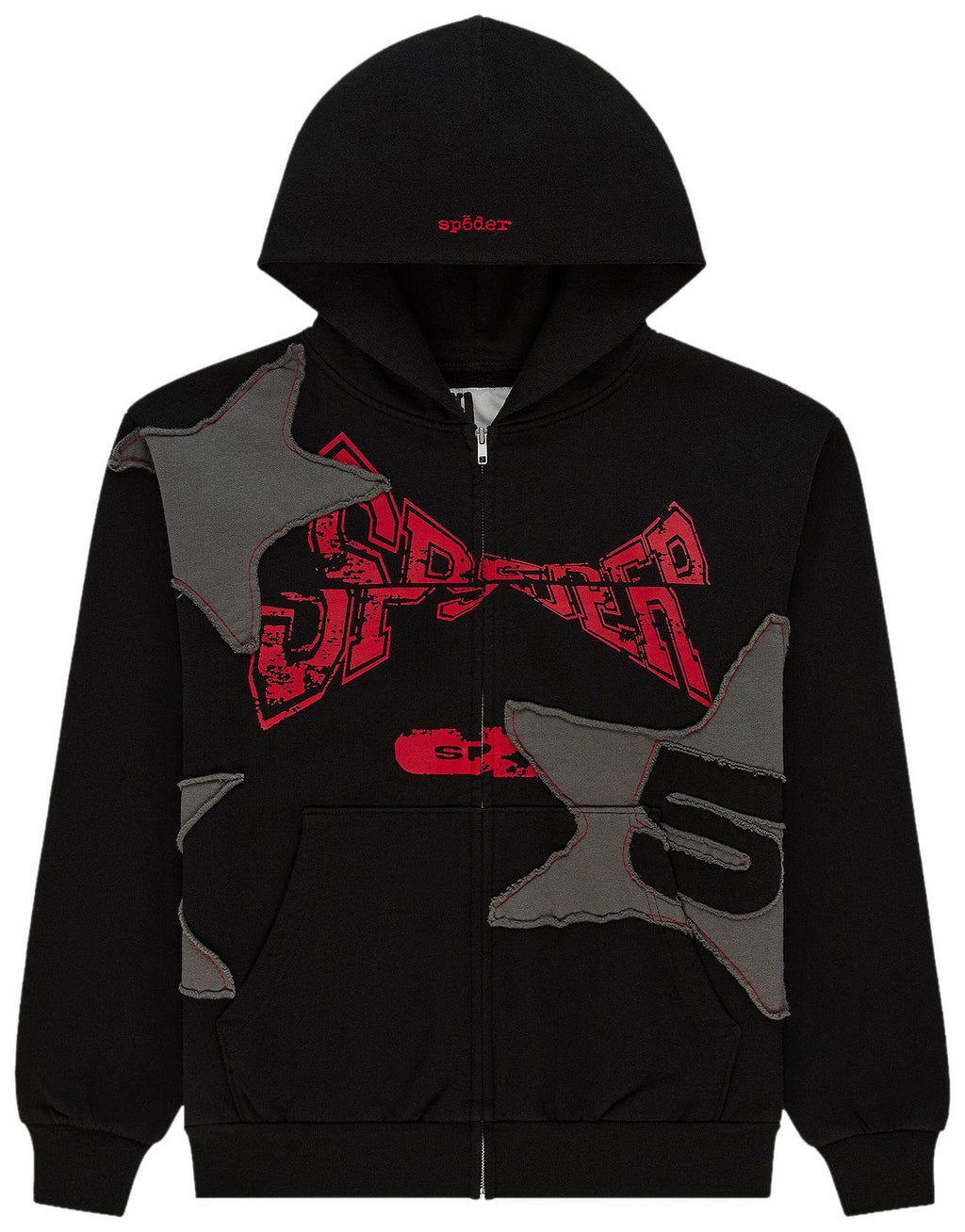 SP5DER 'Big Star' Zip Up Hoodie- Black