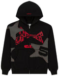 SP5DER 'Big Star' Zip Up Hoodie- Black