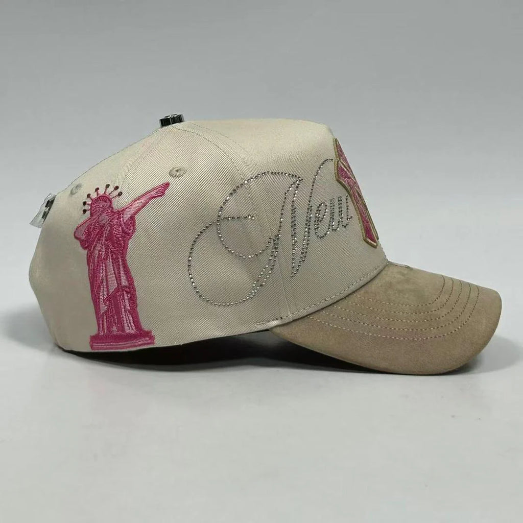 Caps'Fans 'NY Crystal' Hat- Beige/Pink