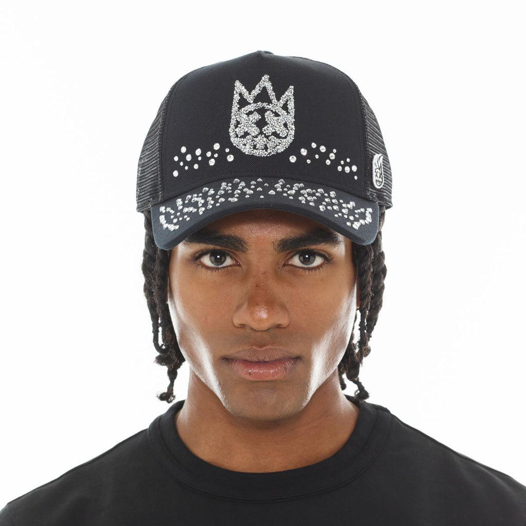 Cult Mesh Back Trucker Hat "Crystals"- Black