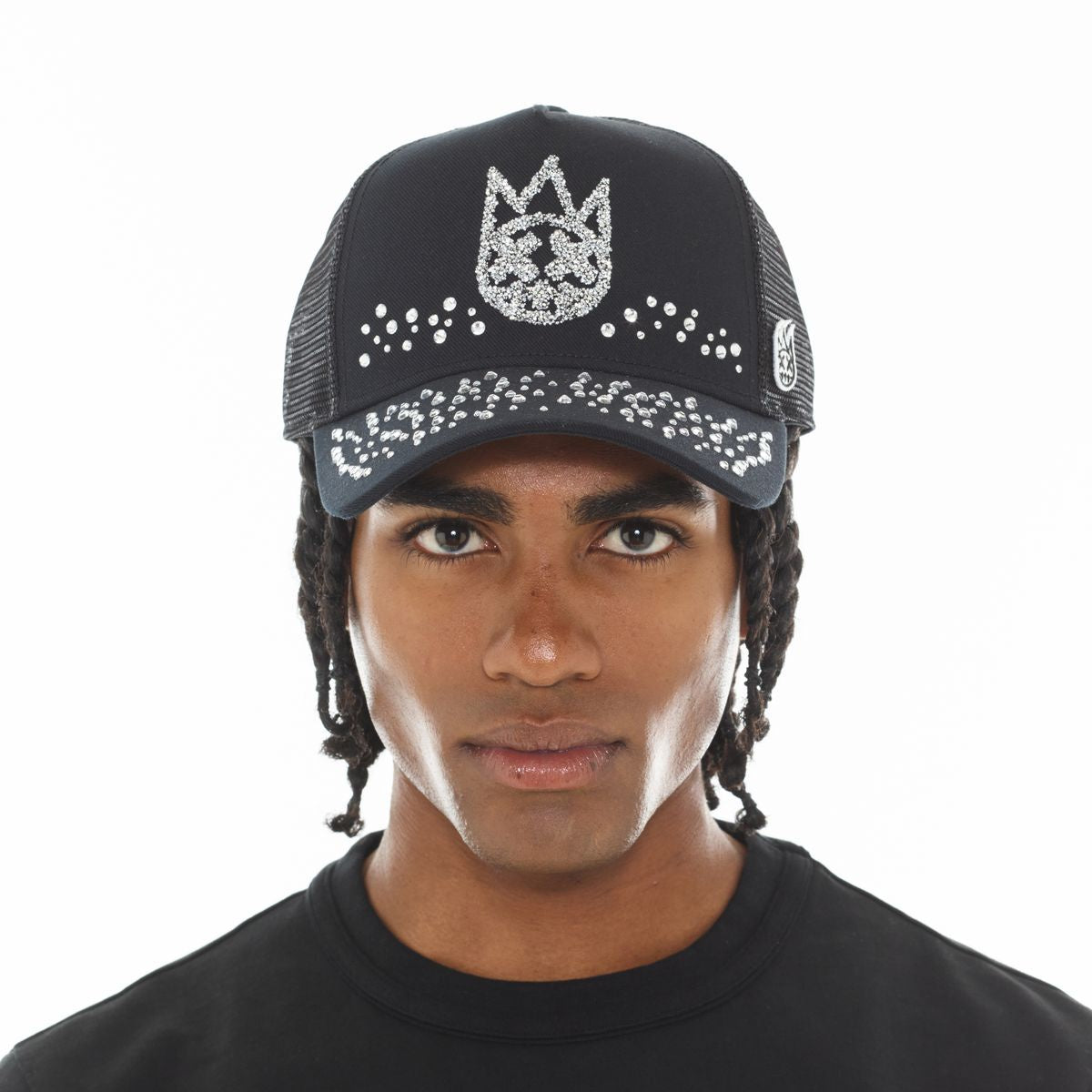 Cult Mesh Back Trucker Hat "Crystals"- Black