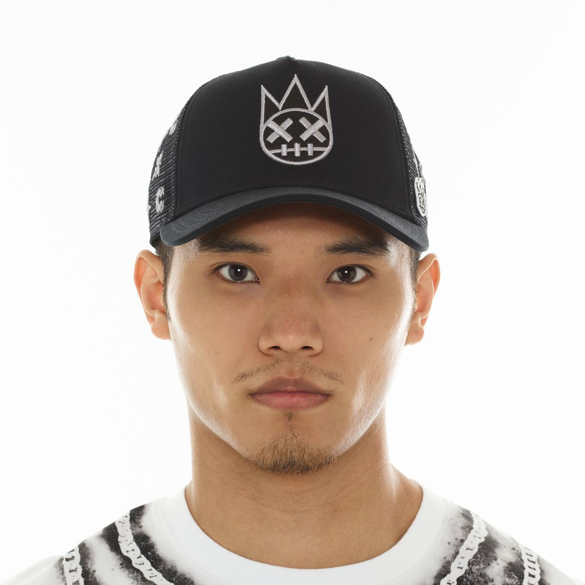 Cult Repeat Pattern Monochromatic Hat- Black