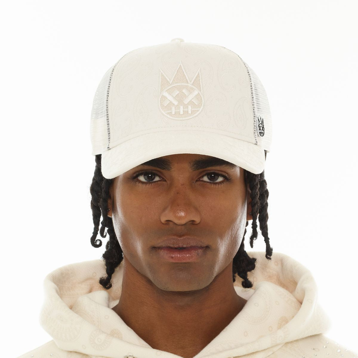 Cult Mesh Back Trucker Hat "Paisley"- Winter White