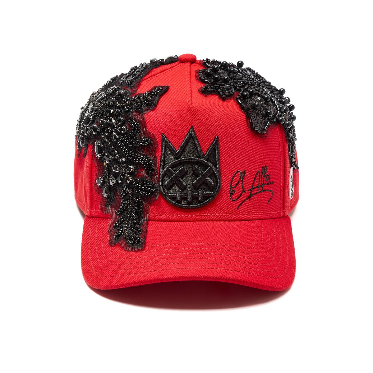 Cult X El Alfa Lurex EMB Logo Panel Frame Trucker Hat- Red