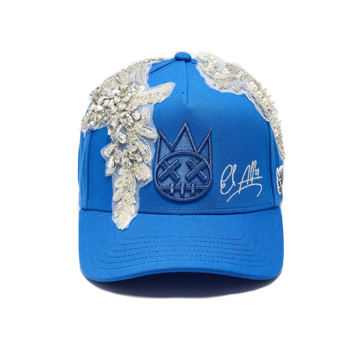 Cult X El Alfa Lurex EMB Logo Panel Frame Trucker Hat- Blue