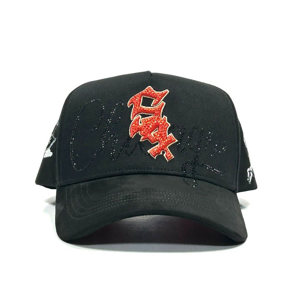 Caps'Fans Sox Cap With Crystals- Black/Orange