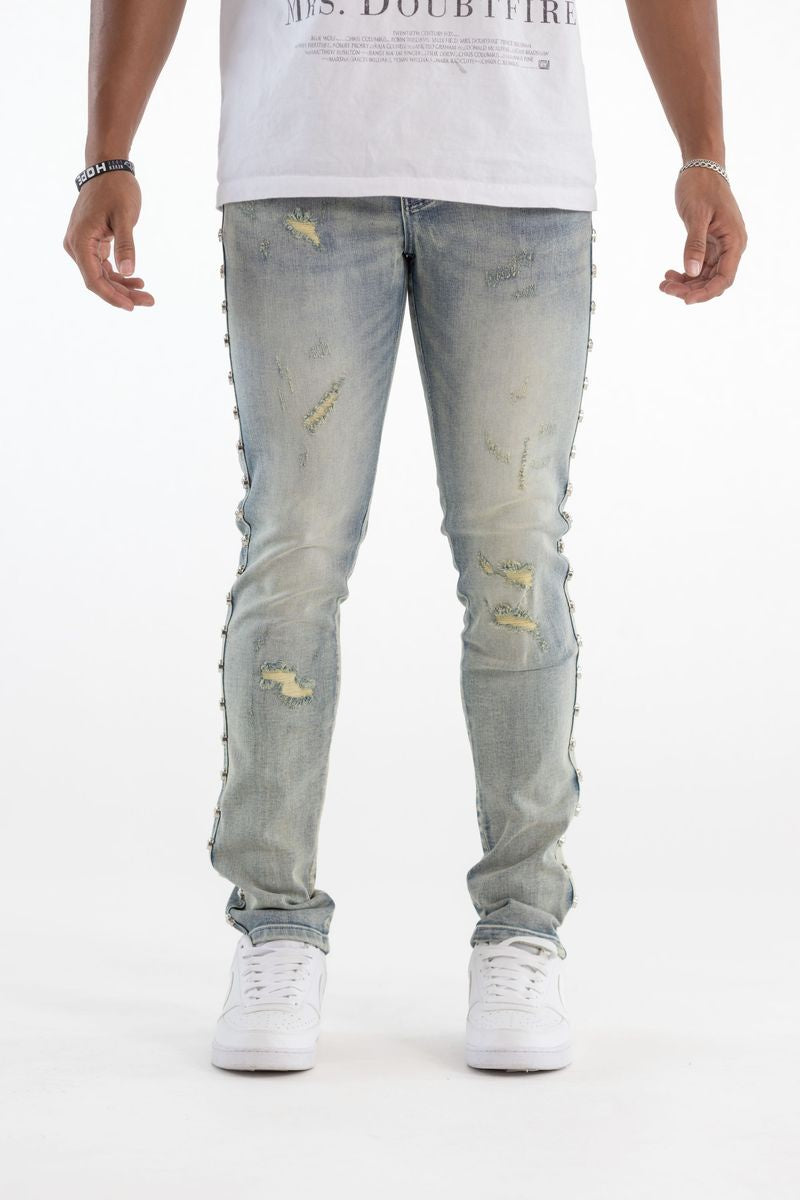 Kindred 'Skull Stud' Skinny Jeans- Blue