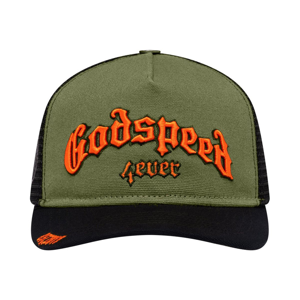 Godspeed Forever Trucker Hat- Olive Orange