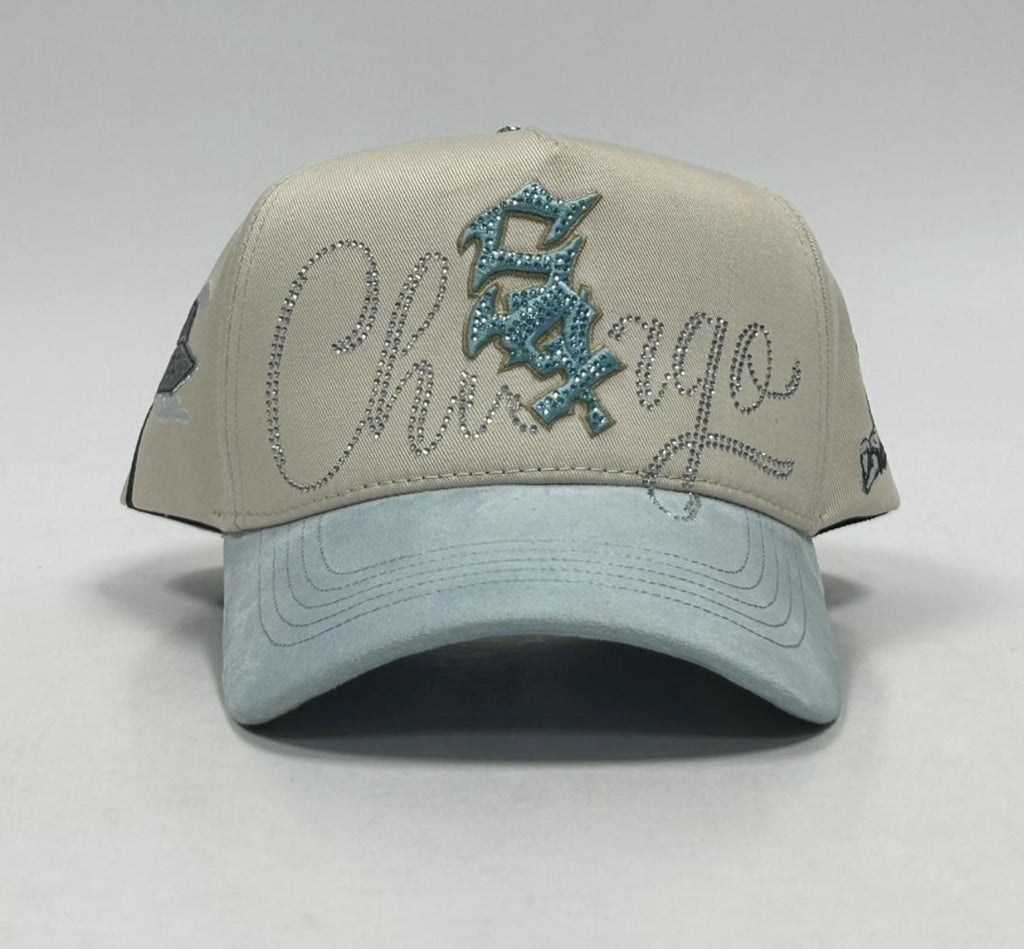 Caps'Fans Sox Cap With Crystals- Beige/Lt Blue