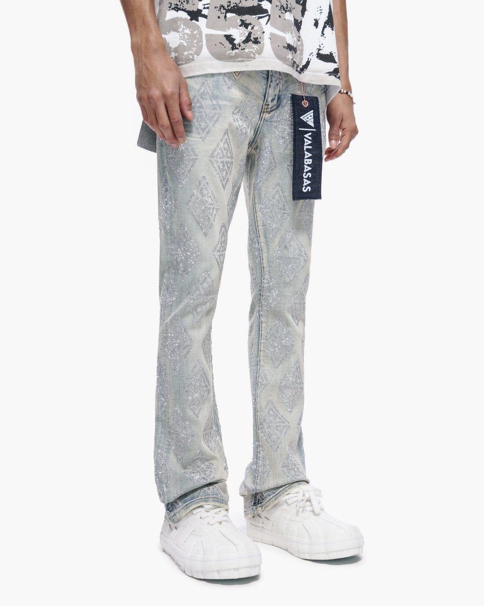 Valabasas Glim Stacked Flared Jeans- Lt Blue Wash