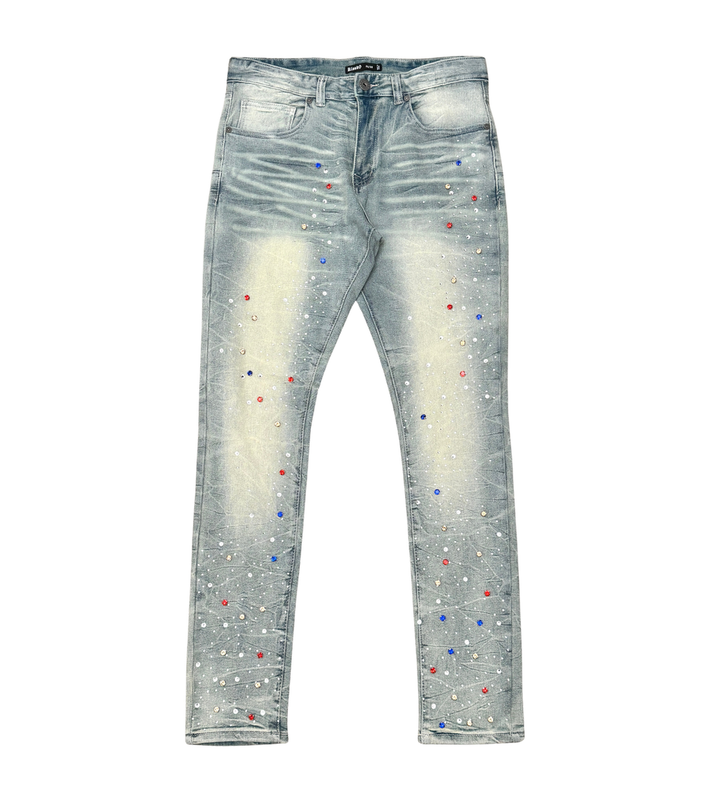 Kloud9 Denim Jeans W/Rhinestone- Indigo Tint