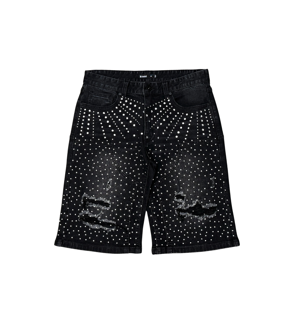 Kloud9 Denim Shorts W/Rhinestone- Washed Black