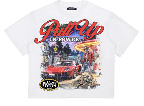 Roku 'Pull Up In Power' Boxy T-Shirt- White