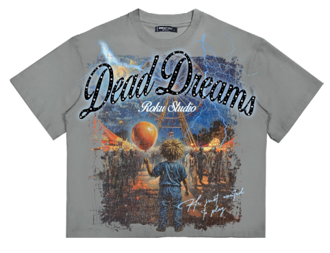 Roku 'Dead Dreams' Boxy T-Shirt- Concrete