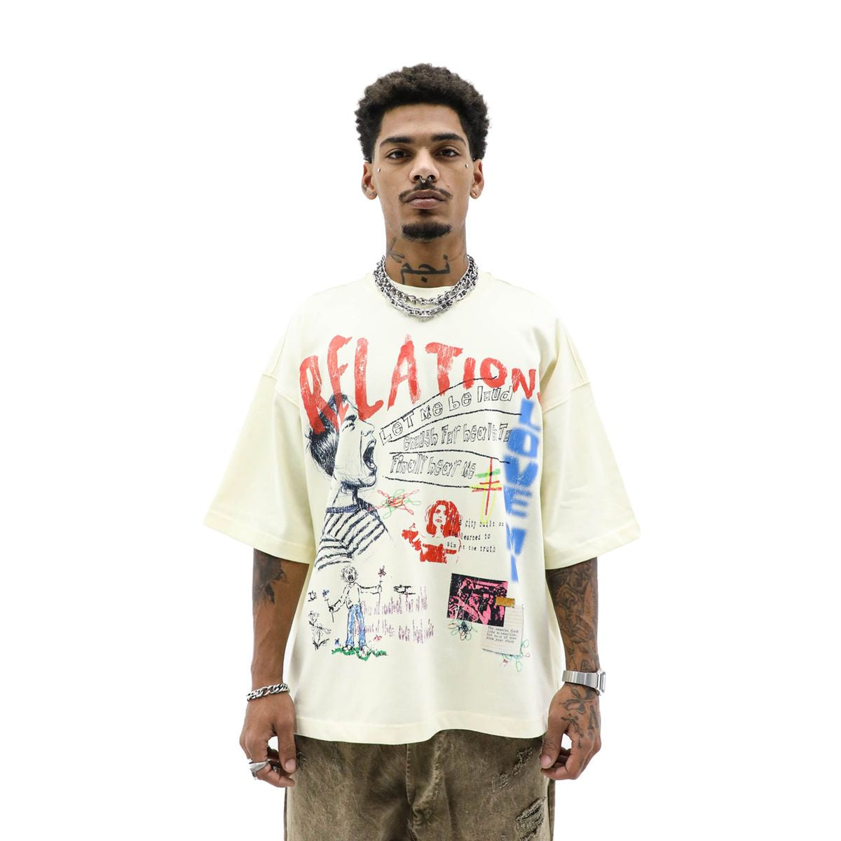 Heights  'Let Me Be Loud' T-Shirt- Cream