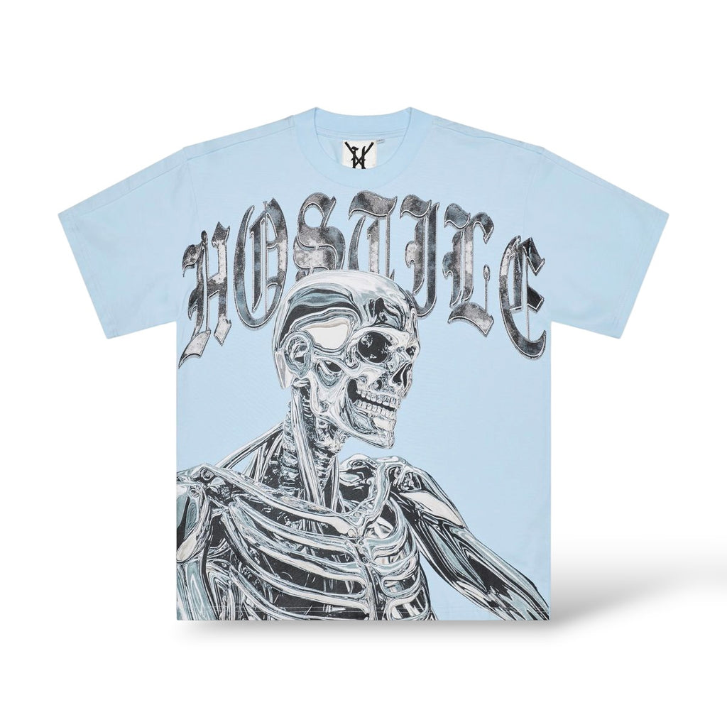 X Hostile 'Chrome Skeleton' T-Shirt- Sky Blue