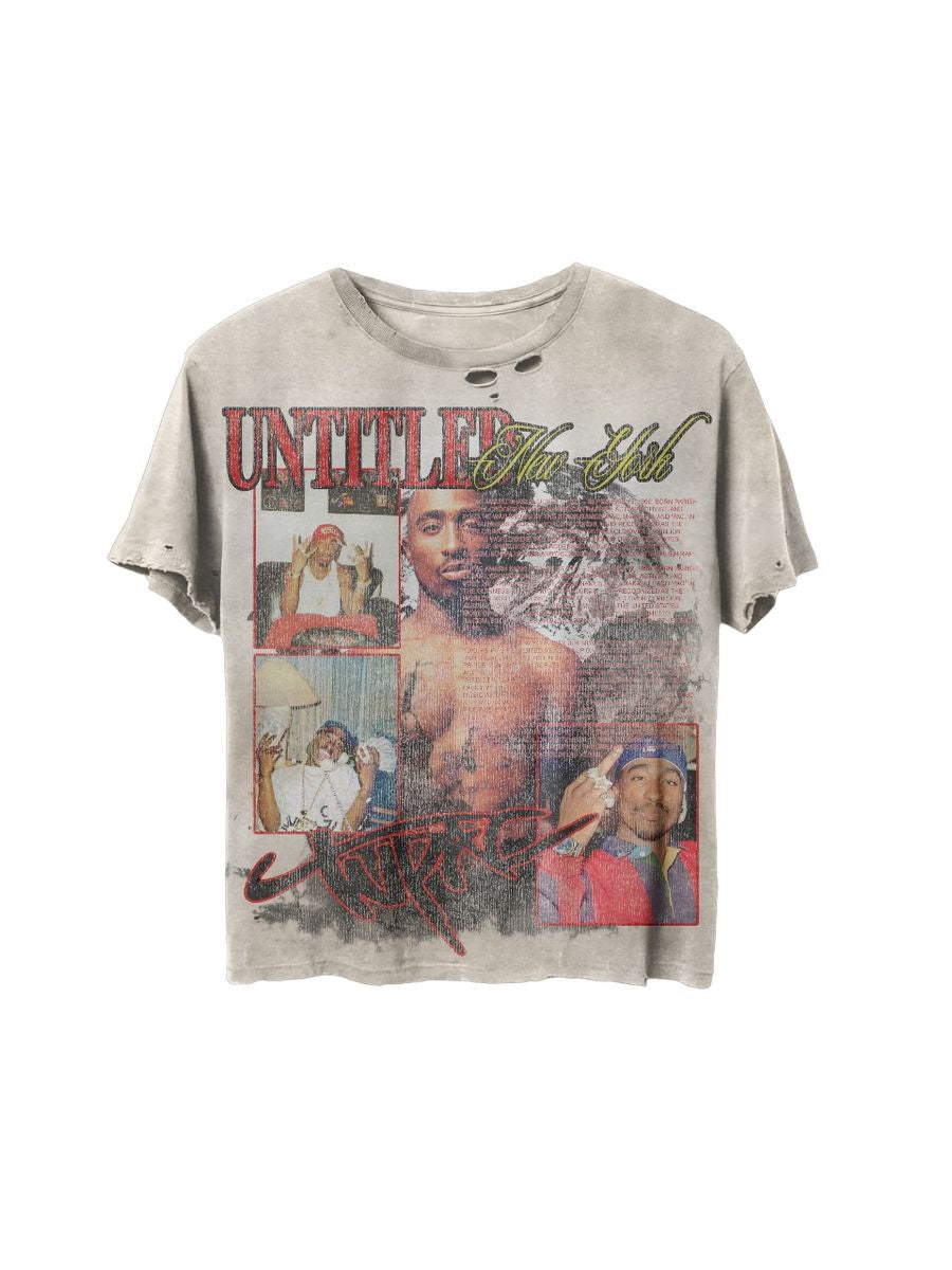 Untitled 'Tupac Shakur Stone' T-Shirt- Vintage Wash