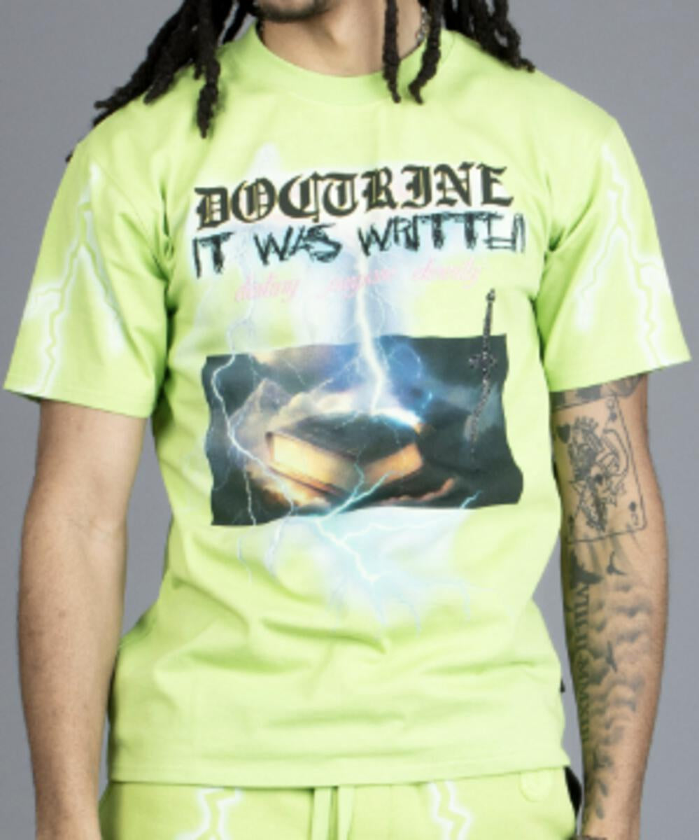 Doctrine 'Electric Storm' T-Shirt- Lime Green Wash