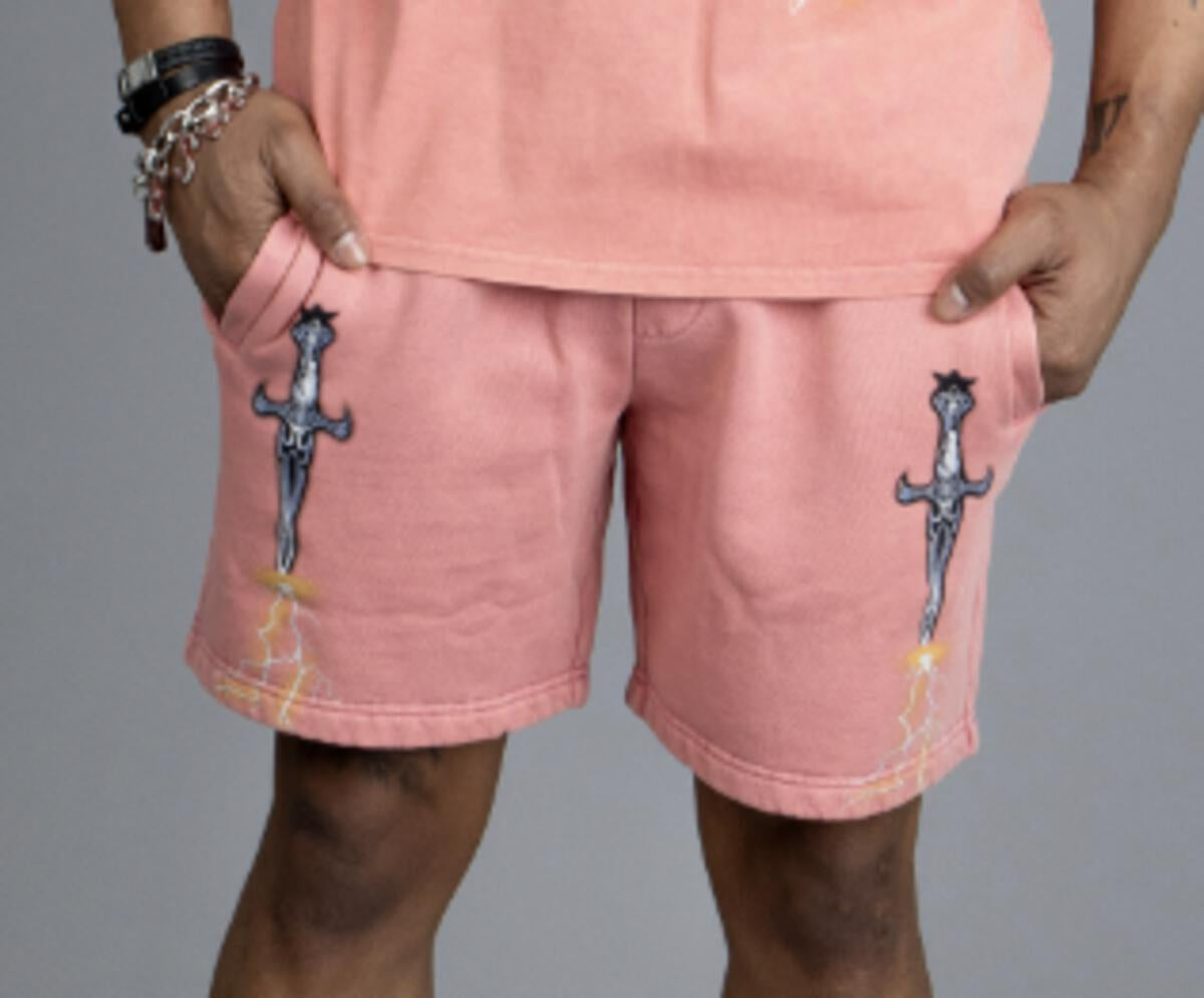 Doctrine 'Dagger Wave' Shorts- Rose Red