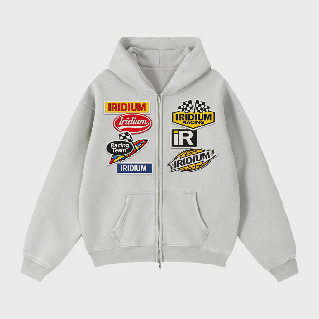 Iridium Racer Boxy Fleece Hoodie- Grey