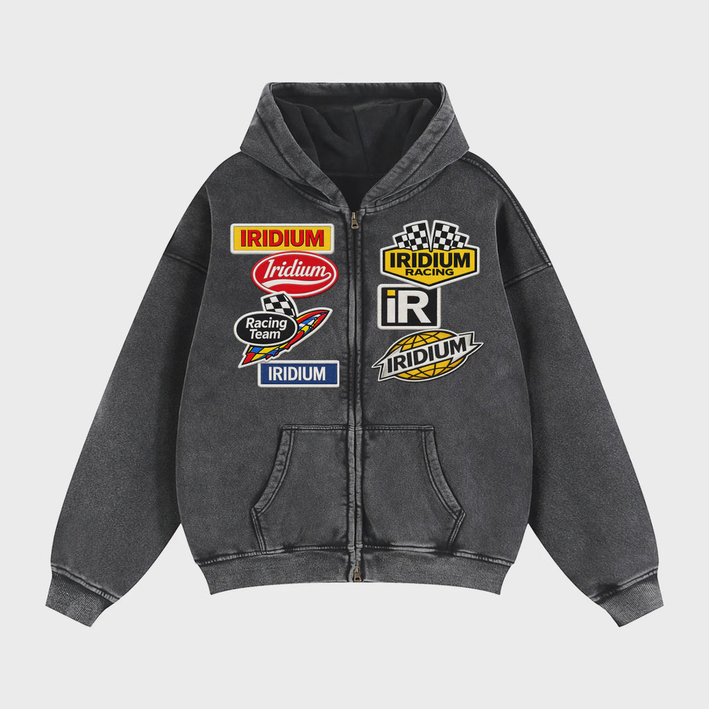 Iridium Racer Boxy Fleece Hoodie- Black