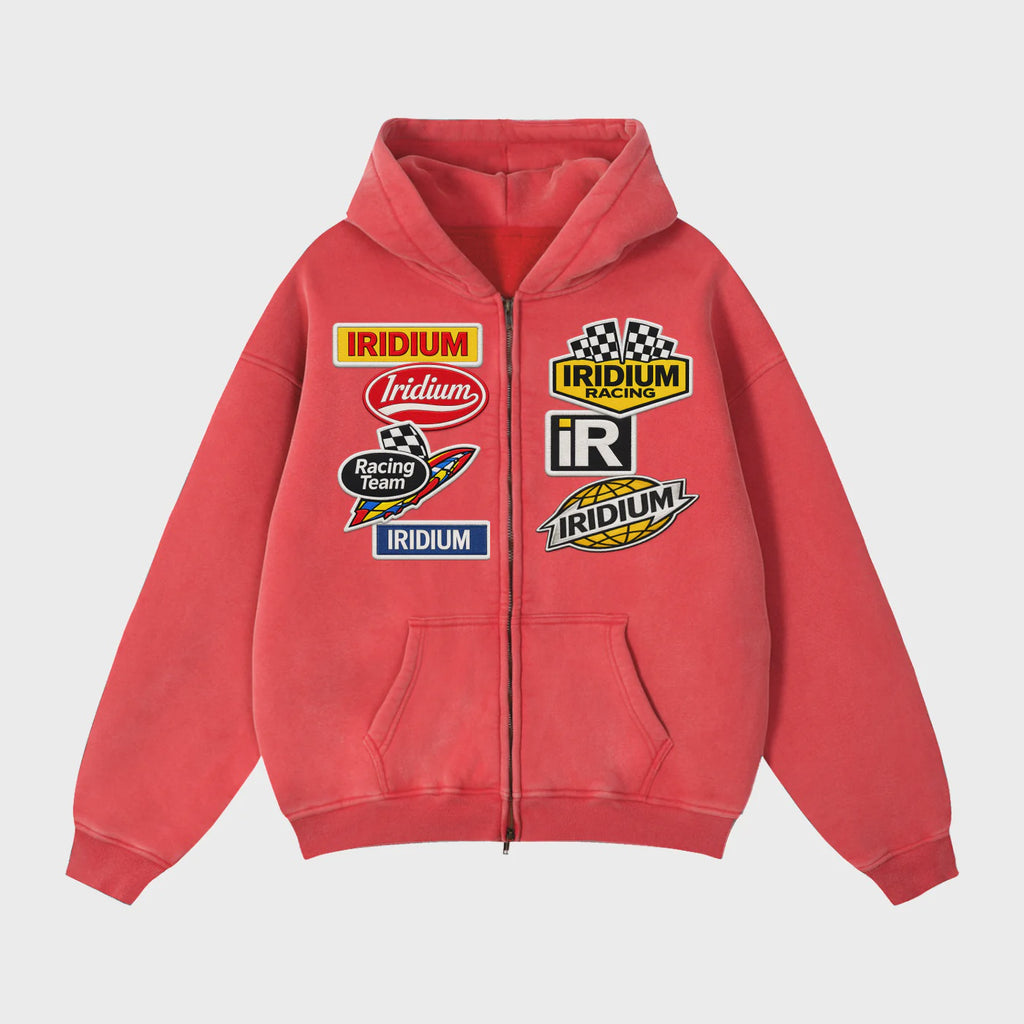 Iridium Racer Boxy Fleece Hoodie- Red
