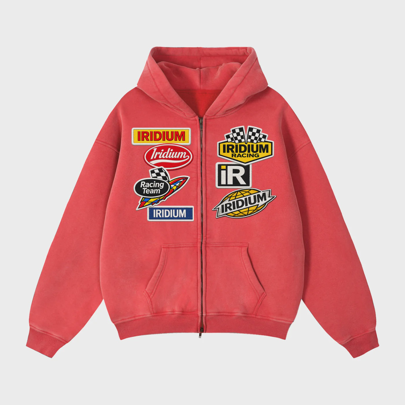 Iridium Racer Boxy Fleece Hoodie- Red
