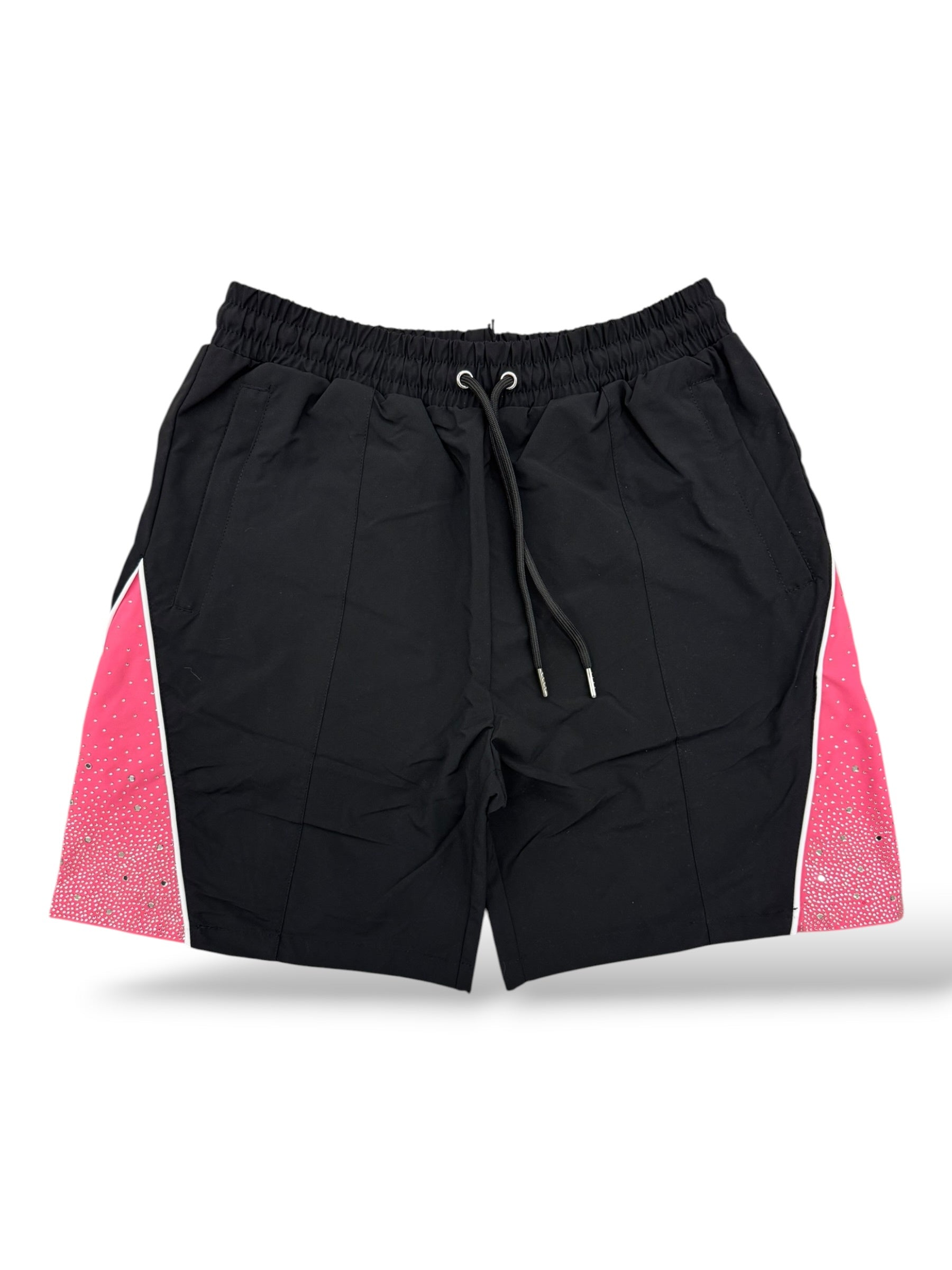KD Rhinestone Nylon Shorts- Black/Pink