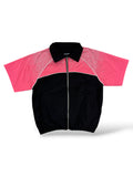 KD Rhinestone Nylon Zip-Up Shirt- Black/Pink