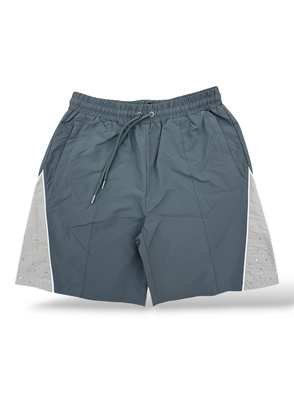 KD Rhinestone Nylon Shorts- Stone/Grey
