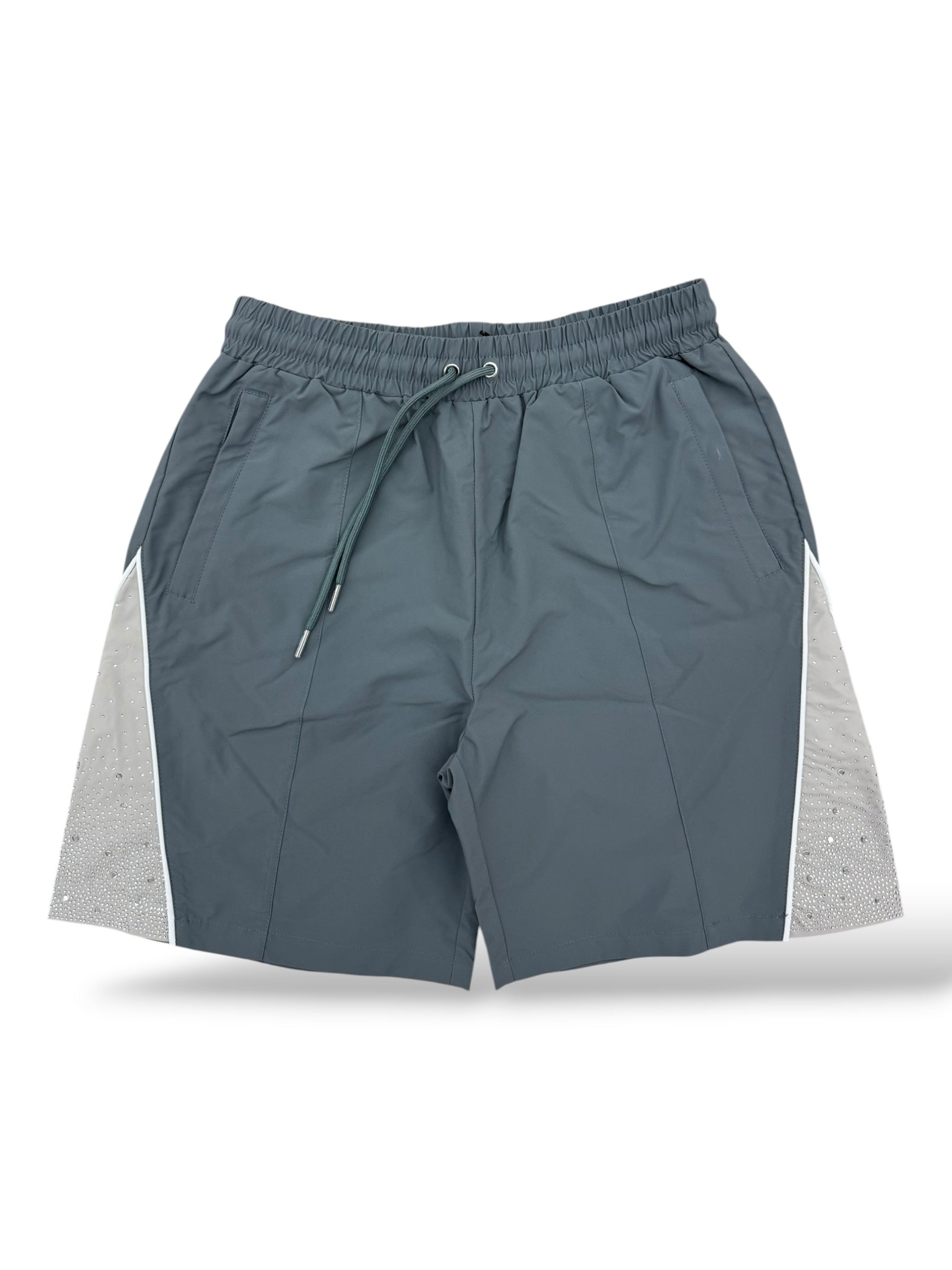 KD Rhinestone Nylon Shorts- Stone/Grey