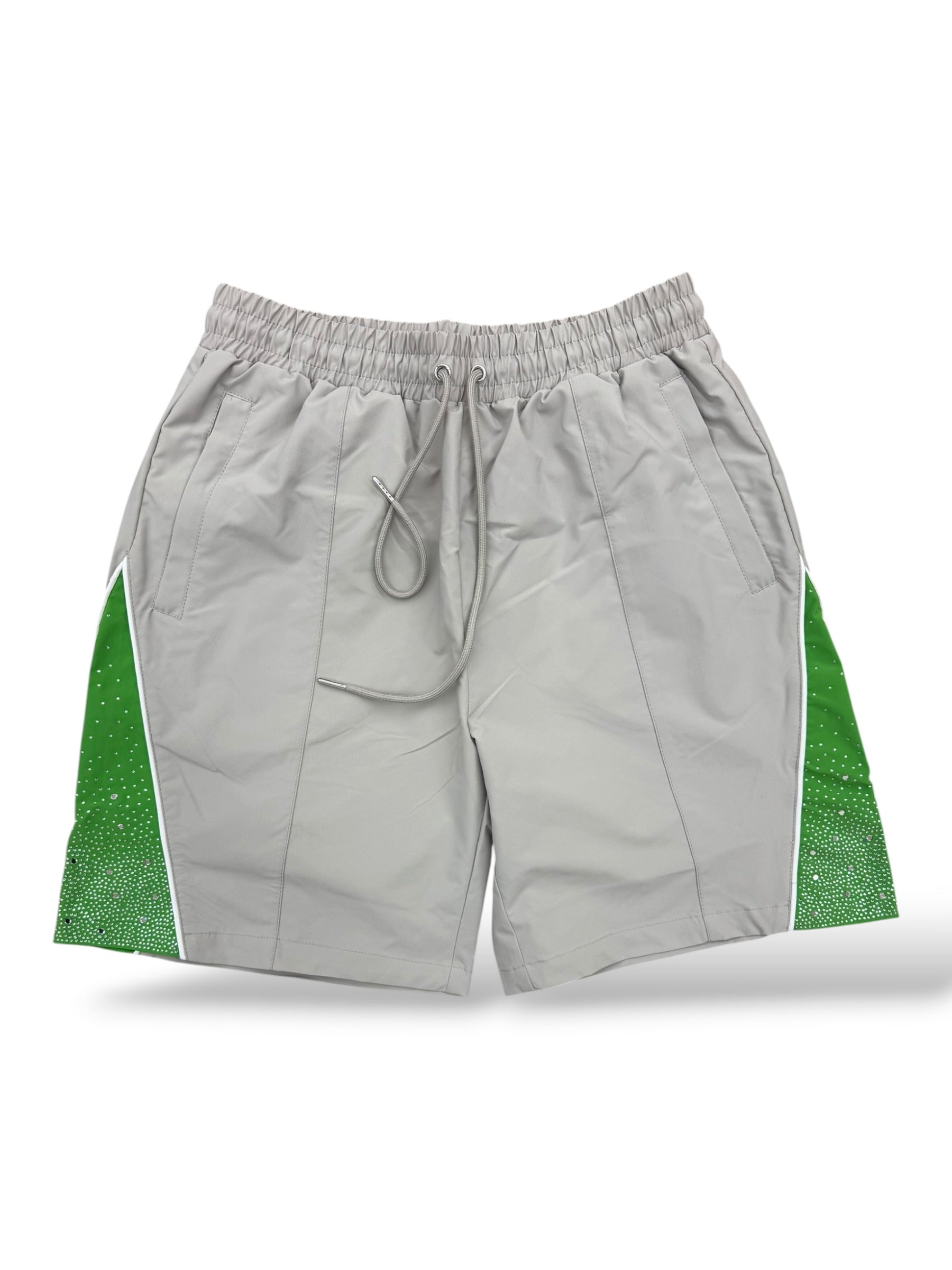 KD Rhinestone Nylon Shorts- Khaki/Green