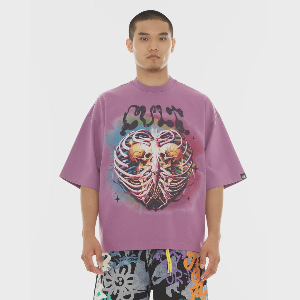 Cult 'Til Death Do We Part' Oversized Short Sleeve T-Shirt- Dusty Lavender