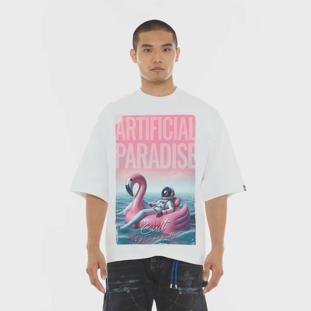Cult 'Artificial Paradise' Oversized Short Sleeve T-Shirt- White
