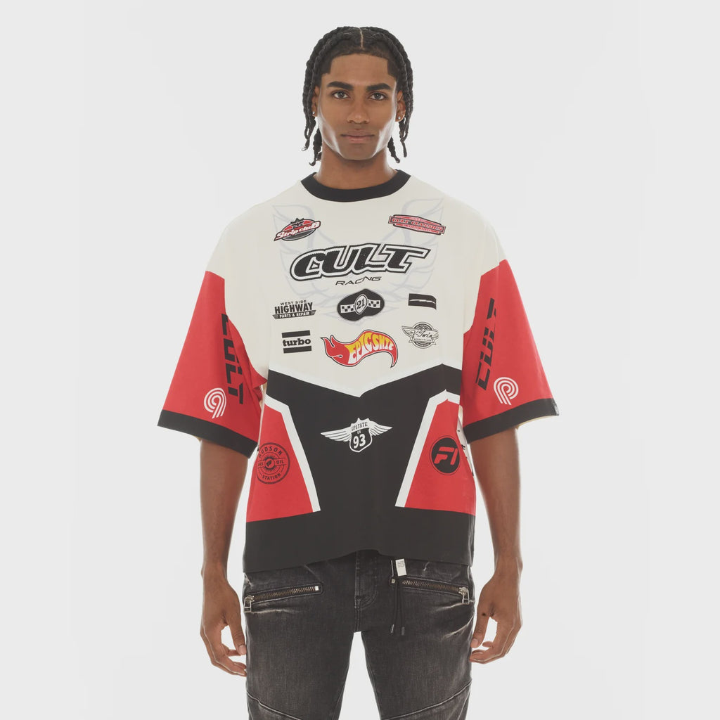 Cult 'Racer' Oversized Short Sleeve T-Shirt- Winter White