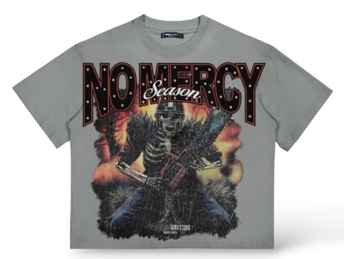 Roku 'No Mercy Season' Boxy T-Shirt- Concrete