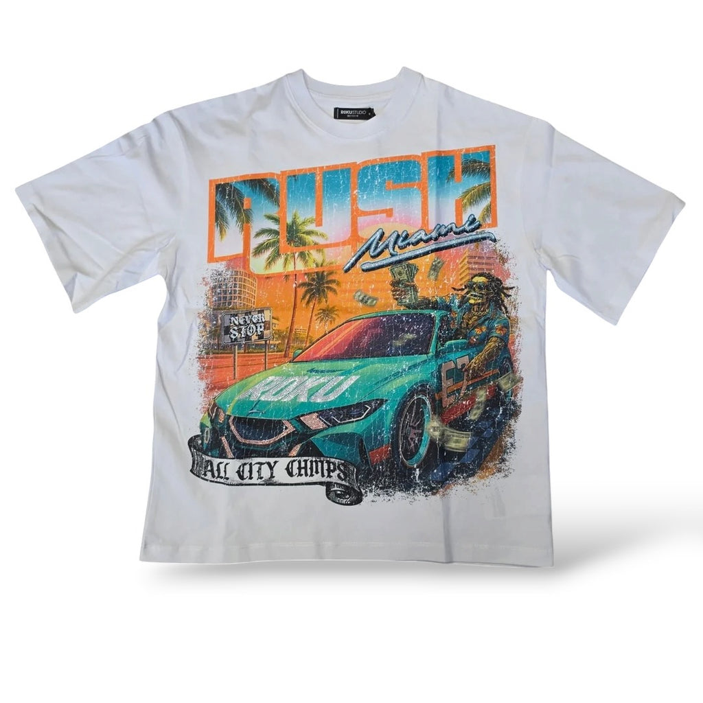 Roku 'Miami' Boxy T-Shirt- White
