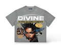 Roku 'Living Divine' Boxy T-Shirt- Concrete