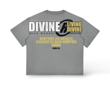 Roku 'Living Divine' Boxy T-Shirt- Concrete