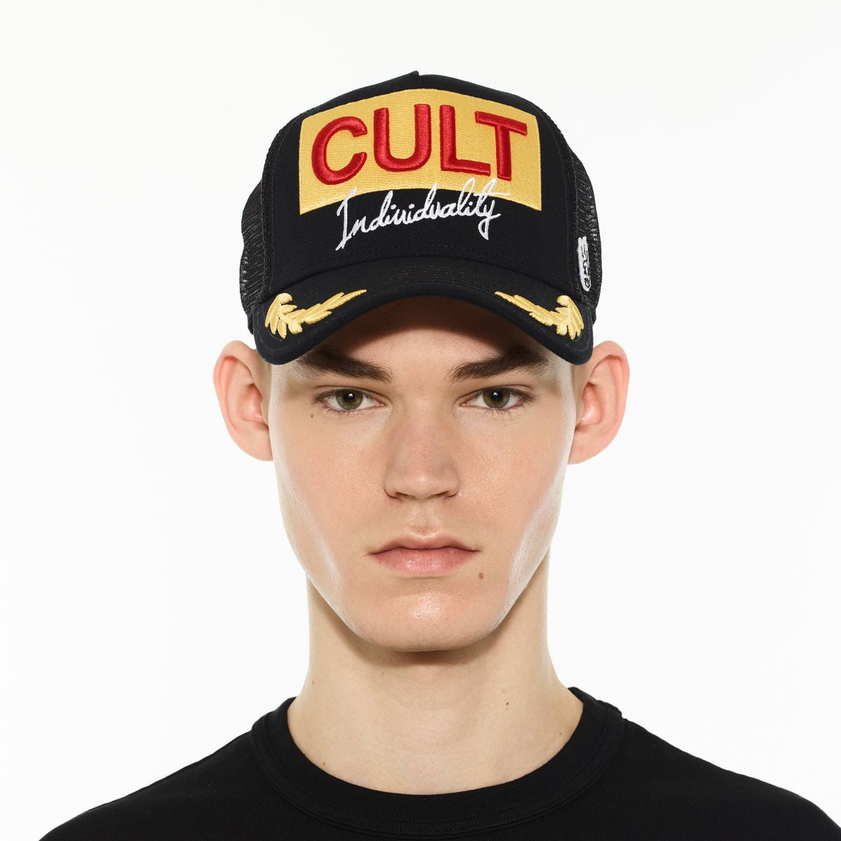 Cult 'Racing' Logo Mesh Back Trucker Hat- Black